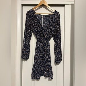 Navy Blue Floral Skater Dress